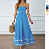 Spring and summer solid color lace splicing elegant suspender tube top super pendulum dress women