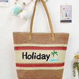 Women’s Straw Woven Shoulder Bag – Paper Rope Tote, Large Beach Shopping Mama Bag