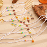 Sporty Soccer Football Rugby Pendant Pearl Beaded Necklace Bracelet Earrings Set
