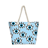 Evil Eye Beach Bag – Portable Travel Handheld Tote, Casual Shoulder Purse, Large Vacation Shopper