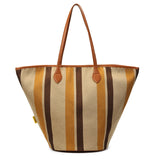 Trendy Canvas Shoulder Tote – Fashion Stripe Large Handbag, Casual Weekender Shopper