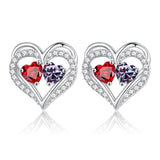 Sterling Silver Birthstone Heart Earrings