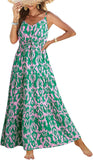 Summer Dress Casual Women's Bohemian Sleeveless Print Long Layered Long Dress Beach Dress