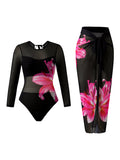 Women's Long Sleeve One Piece Swimsuit Sun Protection Quick Dry Bathing Suit