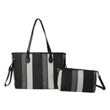 Canvas Striped Letter Print Tote – Large Shoulder & Crossbody Bag, Trendy Versatile Shopper
