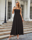 Sleeveless Floral Print Long Suspender Dress - Spice Girl Inspired A-Line Sundress for Tea Party & Casual Wear