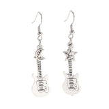 Fashion Guitar Music Instrument Necklace & Earrings Women Hip Hop Moon Star Pendant