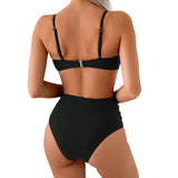 Women's Sexy Solid Color Sling Bandeau Bikini Beach Vacation Swimsuit