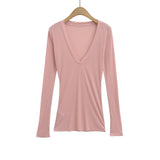Deep V Neck Sheer T-Shirt