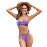 Tube Top Pumping Pleated Bikini Female Sexy Halter High Waist Thickened Split Swimsuit Swim Mod Ditsy Bandeau Bikini Swimsuit