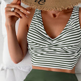 Women's Quick Dry Tight Cross Back Tank High Waist Drawstring Boxer Briefs Two Piece Swimsuit Bikini