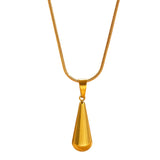 Fashion Luxury Minimalist Stainless Steel Water Drop Pendant Necklace Women Dainty Clavicle Chain