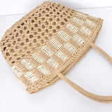 Hollow-Out Handwoven Straw Bag – Women's Commuter Shoulder Tote, Large Beach Shopper