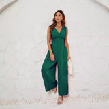 Sleeveless Jumpsuit High Waist Slim Straight Leg Wide