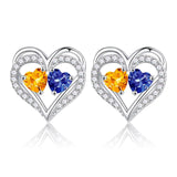 Sterling Silver Birthstone Heart Earrings