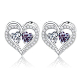 Sterling Silver Birthstone Heart Earrings