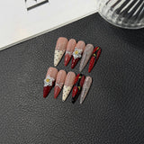 Long pointed hand-painted pinched engraved handmade