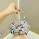Clutch Purses for Women Evening Bag Nude Purse Luxury Handbag Bride Wallet Glitter Multicolor Rhinestone Bags