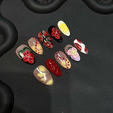 Handcrafted Knead Carving Hand Painted Patch Press on Nails Advanced Sense