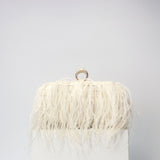 Elegant Ostrich Hair Ring Box – Small Square Bag with Chain Crossbody Shoulder Velvet Evening Clutch Purse, Perfect for Dinner, Casual Outings, Party Events, and Prom Nights
