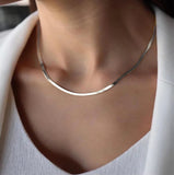 14K Gold Plated Herringbone Choker Necklace - Dainty Thin Snake Chain Layered Jewelry for Women