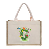 Cotton and linen canvas tote bag, printed letter tote bag, portable light handbag, gift shopping bag