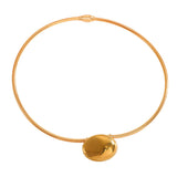 Smooth Oval Pendant Necklace Minimalist Magnetic Snake Bone Chain