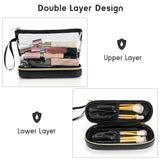 Transparent cosmetic bag, multifunctional double-layer large-capacity PVC cosmetic bag, storage portable travel bag, wet and dry separation washing bag for College Dorm Camp GymTransparent Cosmetic Bag,
