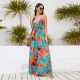 Summer Sexy Fashion Bohemian Print V-Neck Suspender Dress