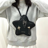 Mini black pentagram shaped shoulder purse, pendant shoulder backpack, fashionable versatile chain backpack for women