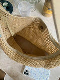 straw bag, commuter hobo bag, summer woven hobo bag for women, straw shoulder purse, beach crochet bag lightweight