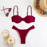 Bikini sexy solid color swimsuit women split swimsuit women bikini