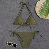 Multi-color printed neck strap halter sexy split bikini swimsuit