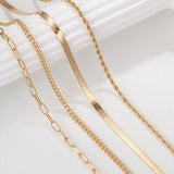 5-in-1 Layered Gold Necklace Set - Tarnish-Free 14k Gold Plated Chunky Chain Stack for Women