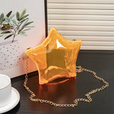 Silver Pentagram Chain evening Bag, Acrylic Mini Change, Key Lipstick Purse, Crossbody Prom Bag