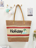 Women’s Straw Woven Shoulder Bag – Paper Rope Tote, Large Beach Shopping Mama Bag
