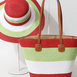 Striped Woven Straw Bag – Summer Large Handheld Tote, Shoulder Commuter Purse