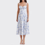 Floral Square Neck Sexy Split Swing Spring Dress Off Shoulder Flower Print Sexy Dress