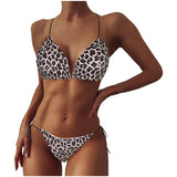 Neck strap-on bikini swimsuit sexy belt chest pad split swimsuit strap three-point swimsuit suit women
