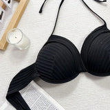 Solid Color Sexy Bikini Women's Two Piece Swimsuit with Underwire