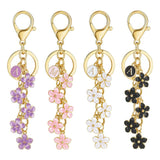 Initial Keychain White/Pink Flower Charms for Key Cute Letter Keyring Bag Charm 26 Letter Cherry Blossom Daisy Keychain