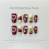 Christmas Collection Merry Christmas Heavy Industry Handmade Nail Art Long Short Fake Nails