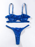 INS Internet Celebrity Lace Embroidery Mesh See through Sexy Lingerie 2 piece Set