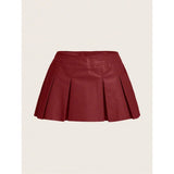 Women's Sexy Crop Top Leather Skirt