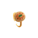 Luxury Oval Zircon Inlaid Ring French Vintage Elegant Dainty Index Finger Ring