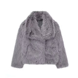 Women's Faux Fur Coat with Large Lapel