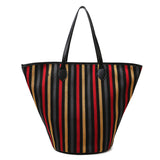 Women’s Winter Canvas Tote – Premium Large Striped Shoulder Bag, Minimalist Custom Wholesale Handbag