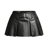 Women's Sexy Crop Top Leather Skirt