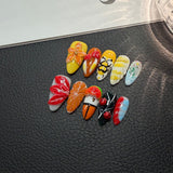 Original high-end pinch three-dimensional carved beetle fake nails autumn and winter wholesale