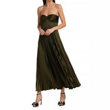 Satin Pleated Tube Dress
